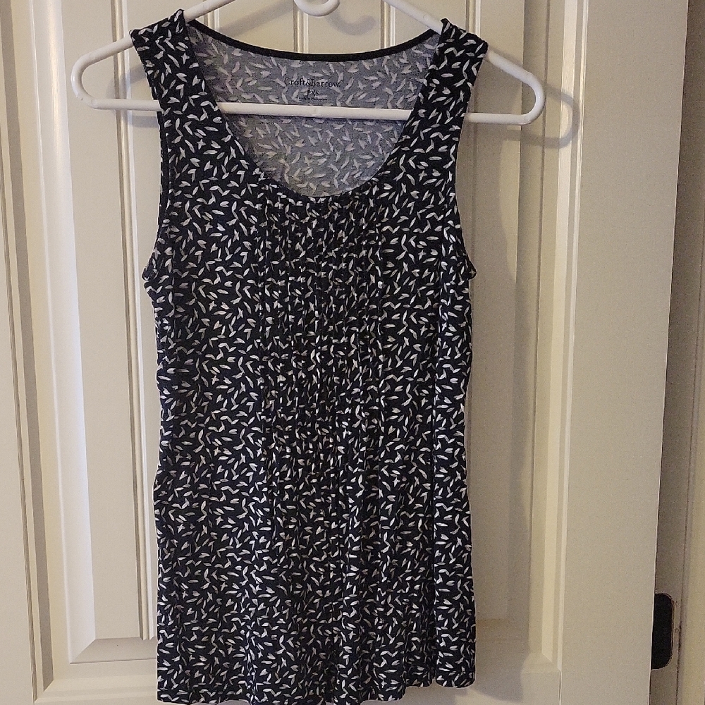 Croft & Barrow Black and White Fitted Ruched Tank Top